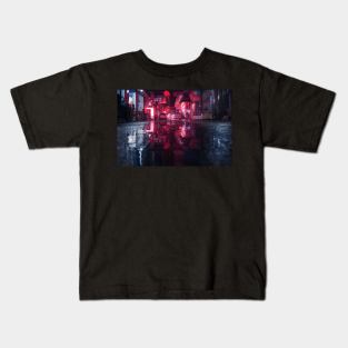 Rain in Night City Kids T-Shirt